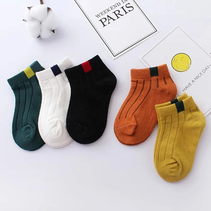 5 Pairs/Lot Children's Short Socks Boys and Girls Thin and High-quality Cotton Socks Breathable and Sweat Absorbing Baby Socks