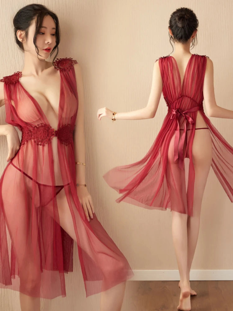 Women Summer Nightdress Sleepwear Elegant Women's Imitation Silk Stain Spaghetti Dresses Sexy Nightgown Pajamas