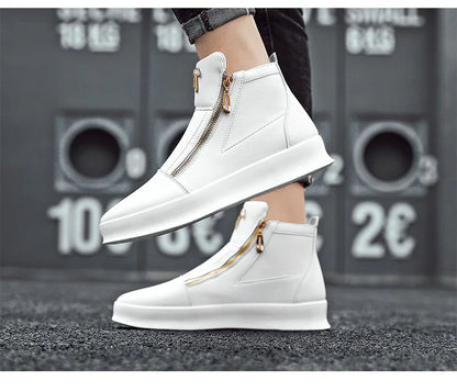 Fashion Brand Mens High-top Sneakers Hot sale White Platform Casual Shoes Men Zipper Designer Sneakers Street Skateboard Shoes