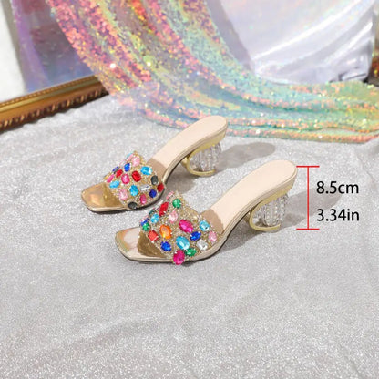 Spring and Autumn Fashion New Sexy Banquet Comfortable Crystal Transparent Solid Color Pointed Toe Women's High Heels