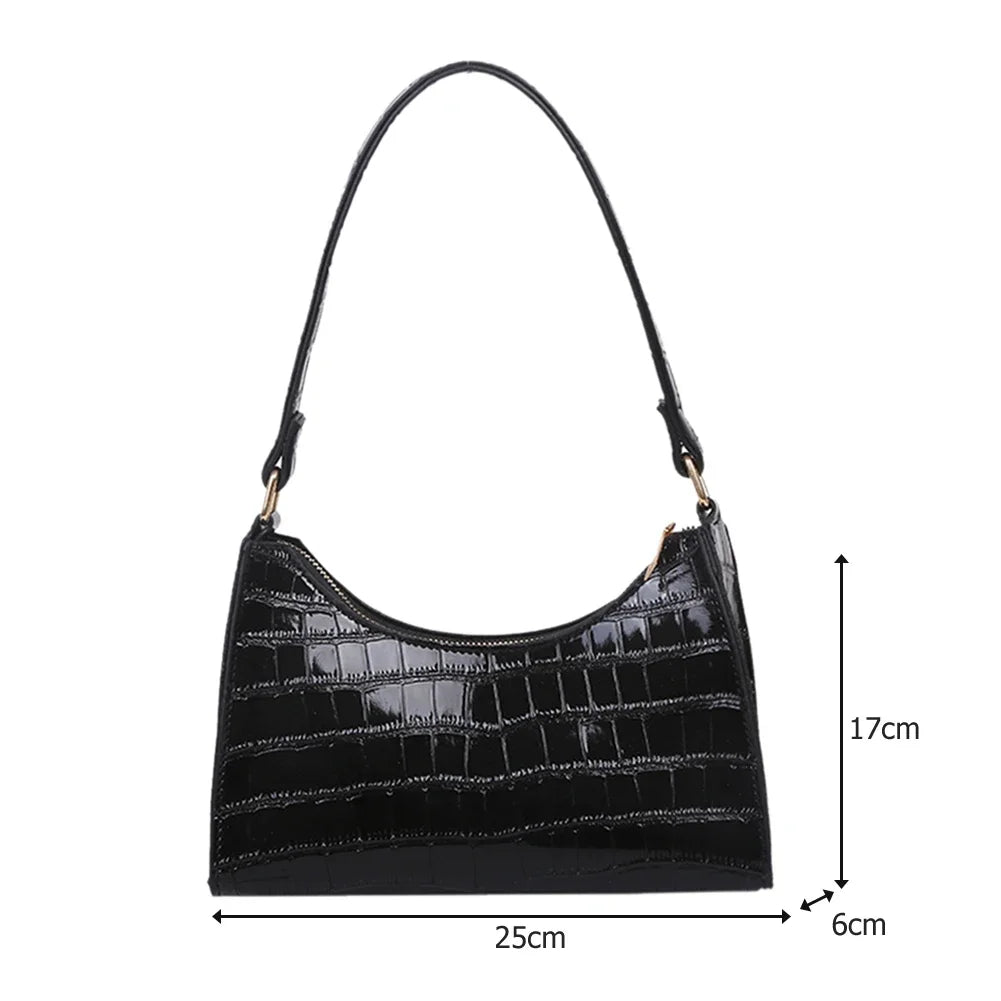 Crocodile Pattern PU Leather Shoulder Bag Female Fashion Underarm Bag Retro Casual Armpit Bag Women Tote Small Clutch Handbags