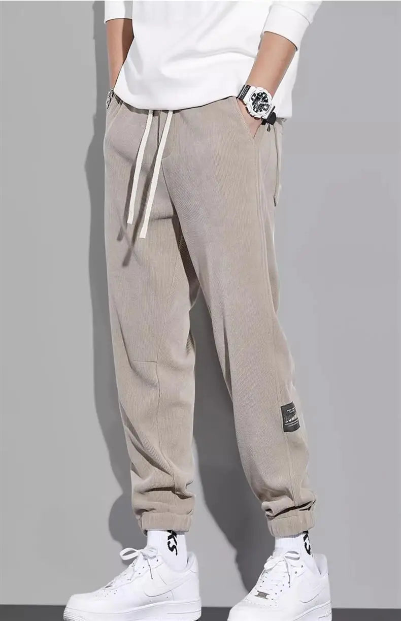 Spring Autumn Men's Loose-Fit Wide-Leg Casual Pants Trendy Brand Heavyweight Sports Korean Style Trendy Fashion Pants