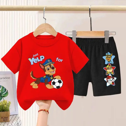 PAW Patrol Children's T-shirts Sets Boys Summer Short Sleeve Shorts Two Piece Suit Kids Outfits Breathable Sport Clothes Set