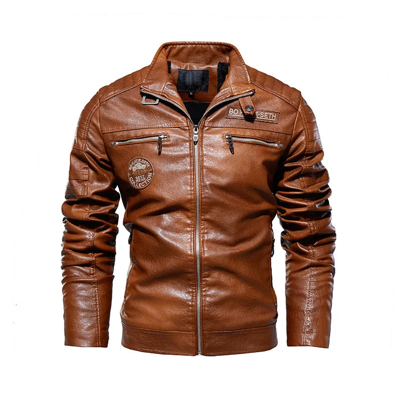 New Men's Autumn And Winter Men High Quality Fashion Coat PU Leather Jacket Motorcycle Style Casual Jackets Black Warm Overcoat