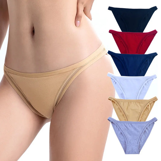 2Pcs/set Women Cotton Panties Female Mesh Underwear Solid Color Bikini Briefs Underpants Ladies Cotton Panty Girls Lingerie