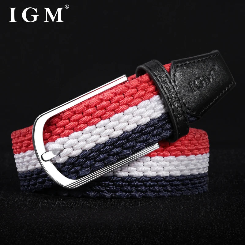 Men Women Stretch Belt For Unisex Knitted Braided Metal Pin Buckle Male Canvas Pants Jeans Elastic Belt