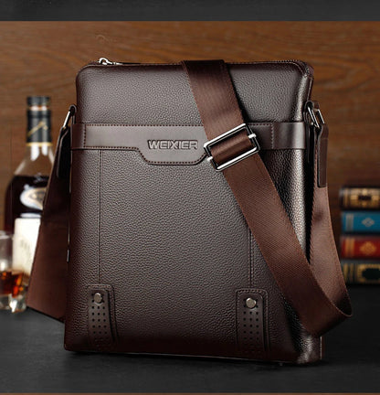 WEIXIER Brand Men's Shoulder Bag Fashion Vintage PU Leather Casual Large Capacity Backpack Messenger Male Crossbody bag Business