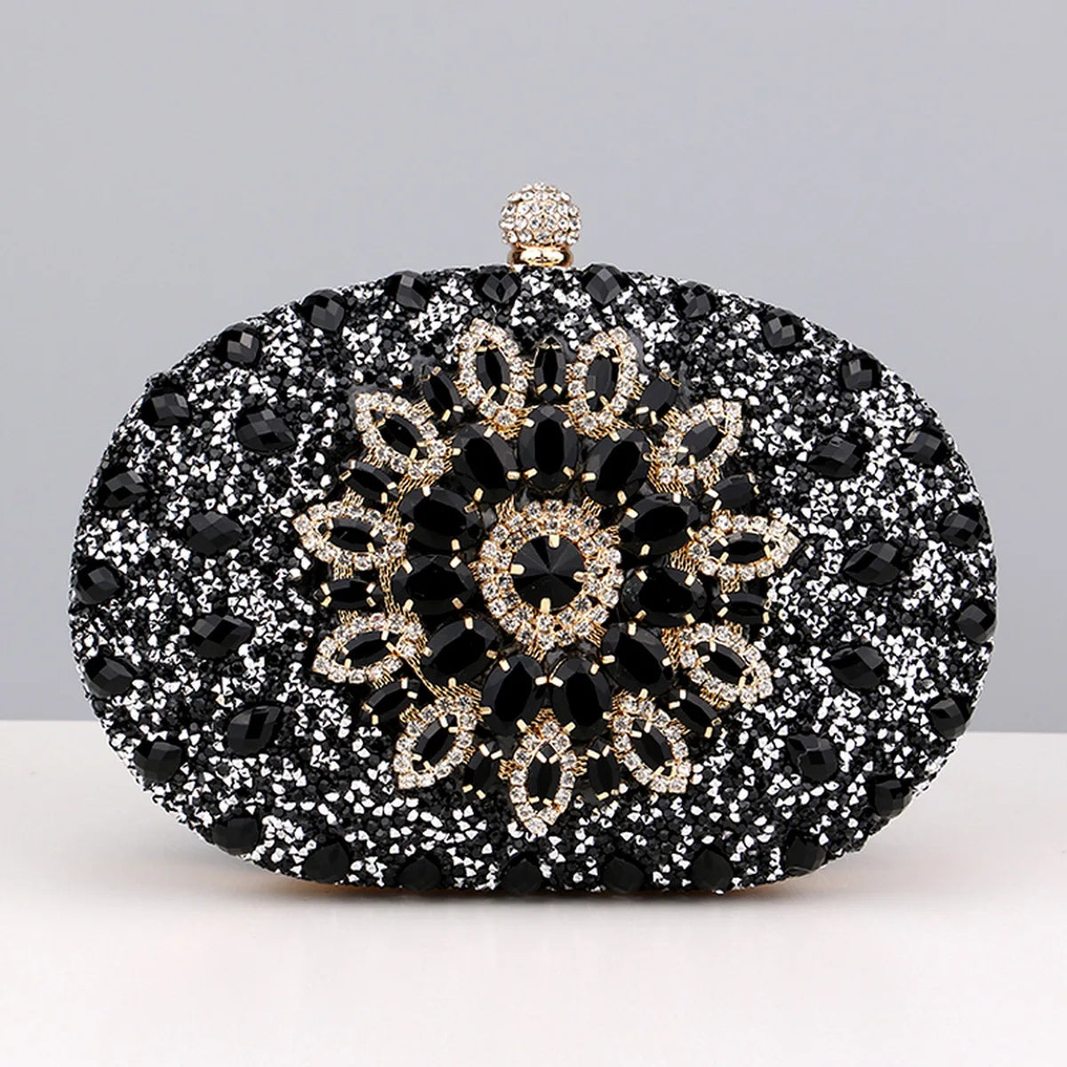 Flower Rhinestones Evening Bags Metal Prom Clutch Diamonds Clutch With Chain Shoulder Handbags Wedding Female Purse