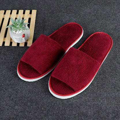 New Winter Women Fur Slippers Open Toe Flip Flops Thicken Warm Plush Home Shoes Couple Indoor Slippers for Bedroom Slides