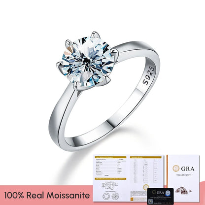 GRA 0.5ct 1ct Real Moissanite Ring Engagement Wedding Diamond Rings for Women 925 Sterling Silver Luxury Quality Fine  Jewelry