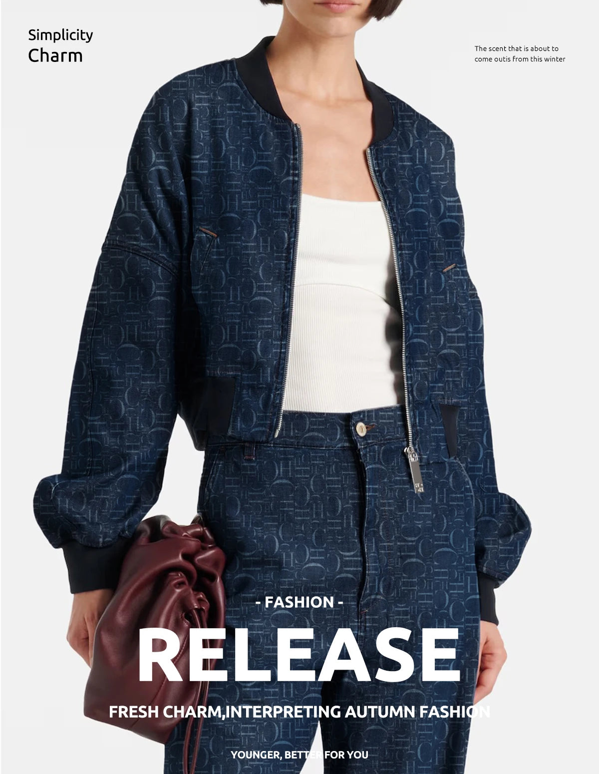 CHCH Women's Jacket 2025 Spring New Denim Casual Top Simple Coat