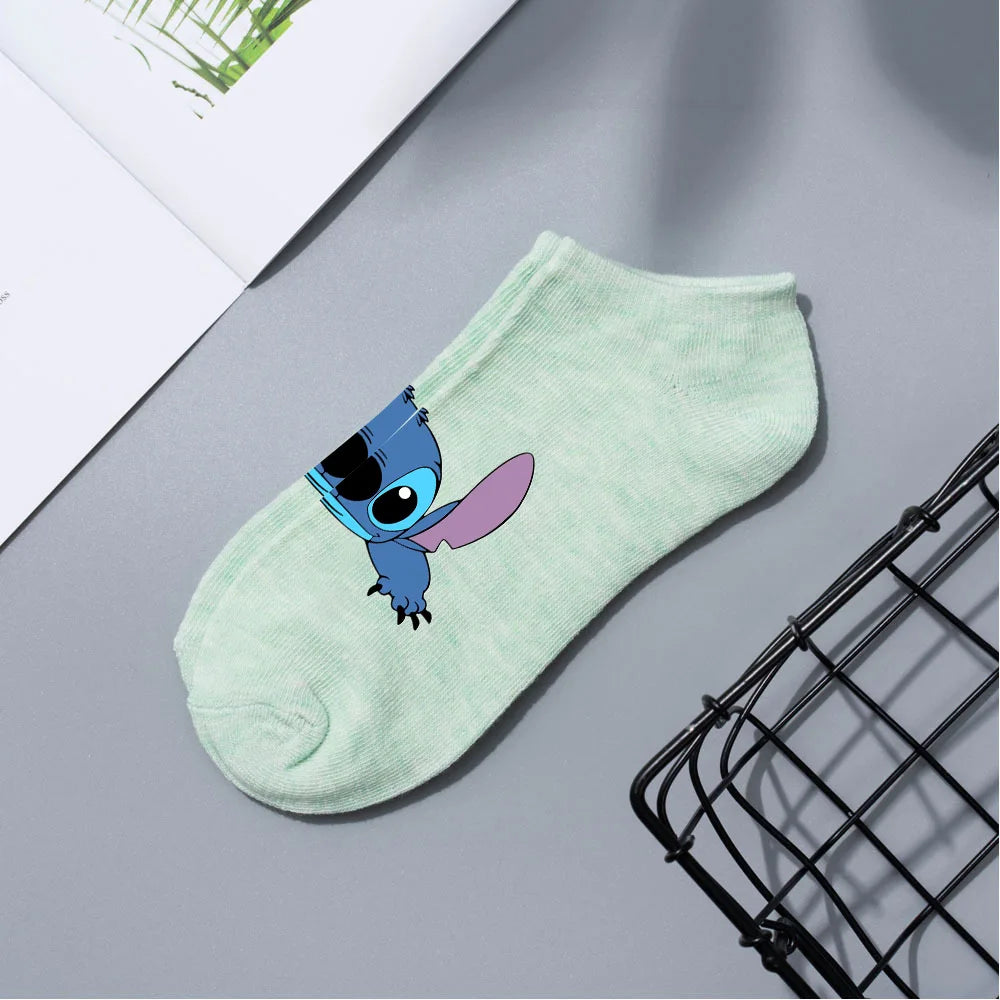 Anime Disney Lilo & Stitch Short Socks Cartoon Boat Socks Spring Summer Breathable Socks for Men and Women Cotton Ankle Socks