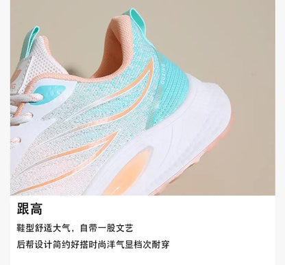 Spring 2025 New Thick Soled Sports Shoes Breathable Fitness Mesh Running Wear Resistant Casual Vulcanized Shoes for Women