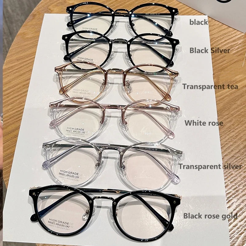 MOMOJA Ultra Light Retro Round Frame Gold Glue Titanium Women's Eyeglass Frame Optical Prescription Gasses Male 58021