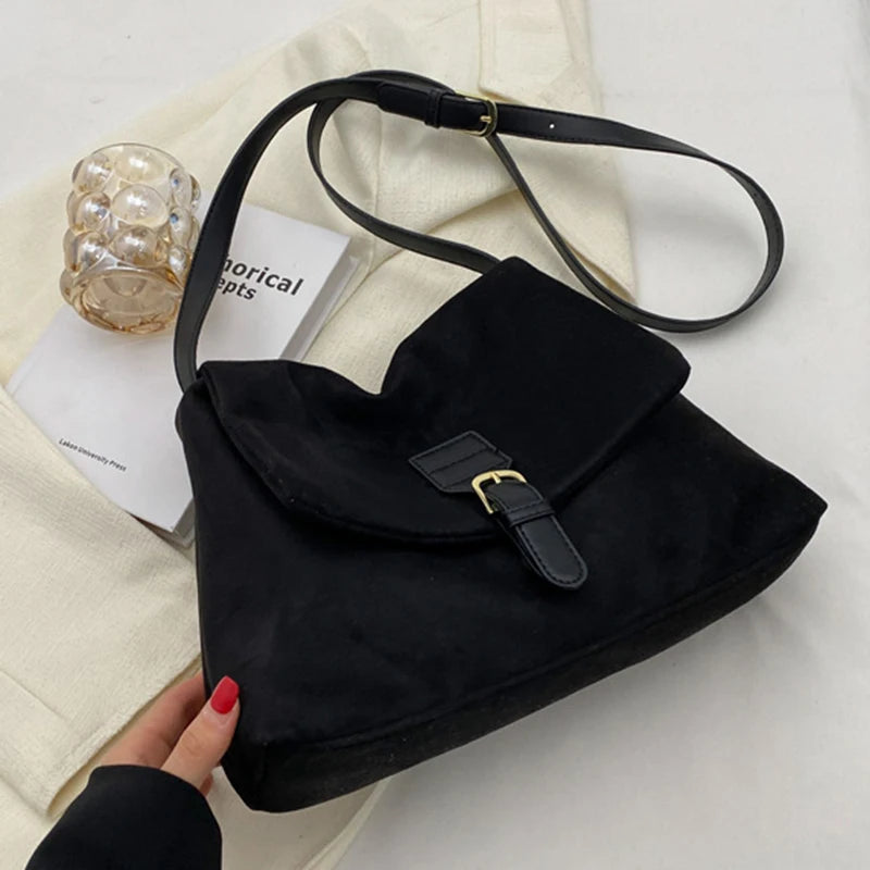 Women Suede Soft PU Leather Handbags, Designer Fashion Messenger Bag, Solid Color Shoulder Crossbody Bag