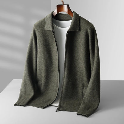 Men's Sweater Knitted Cardigan In Autumn And Winter Is A New Loose Outerwear Lapel 100% Pure Wool Casual Coat