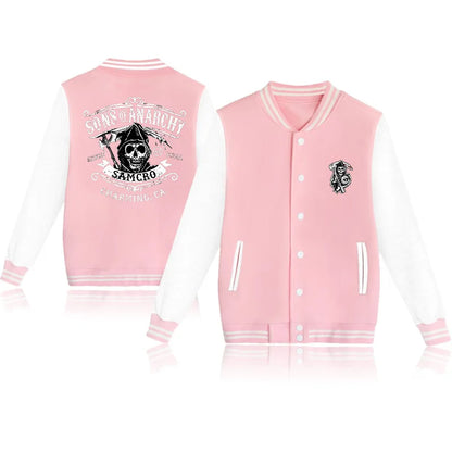 Sons of Anarchy Harajuku Baseball Unisex Outdoor Street Cool Sons of Anarchy Sweatshirt Jacket Skull Coat Top