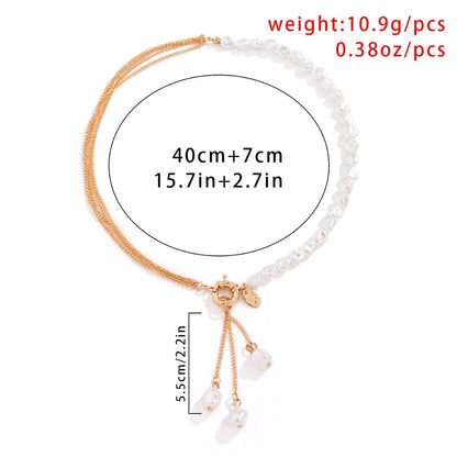 Multilayer Imitation Pearl OT Buckle Pendant Necklace Women Wed Bridal Goth Bead Chain Y2K Accessories Neck Jewelry Decoration