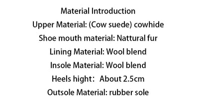 Women's Ankle Boots Black Boots Cow Suede Natural Fur Winter Boots Loafers Women's Slip-On Snow Boots