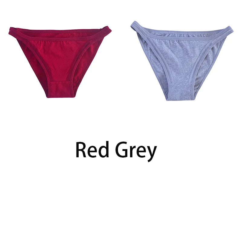 2Pcs/set Women Cotton Panties Female Mesh Underwear Solid Color Bikini Briefs Underpants Ladies Cotton Panty Girls Lingerie