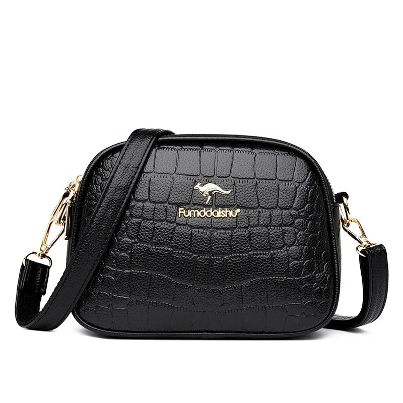 3 Layers Zipper Pockets Quality Crocodile PU Leather Women's Handbags Shoulder CrossBody Bags Light Luxury Female Handbag Sac