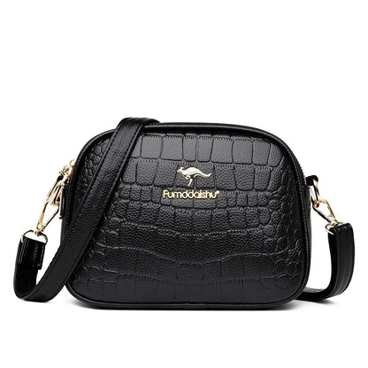 3 Layers Zipper Pockets Quality Crocodile PU Leather Women's Handbags Shoulder CrossBody Bags Light Luxury Female Handbag Sac