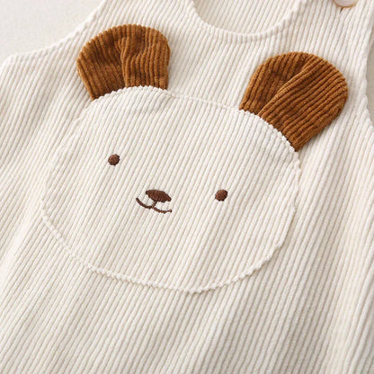 MILANCEL New Baby Autumn Rompers Infant Girls Cartoon Bear Corduroy Onesie Toddler Thin Style 0-2T Loose Overall