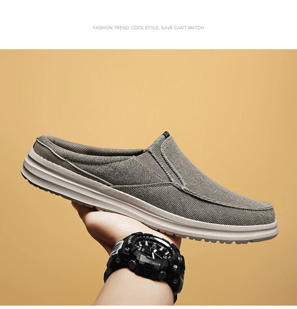 2024 Summer Men's Half Slippers Fashion Men's Flat Bottom Casual Shoes Soft Sole Cloth Shoes Support Shoes Men's Sports Shoes