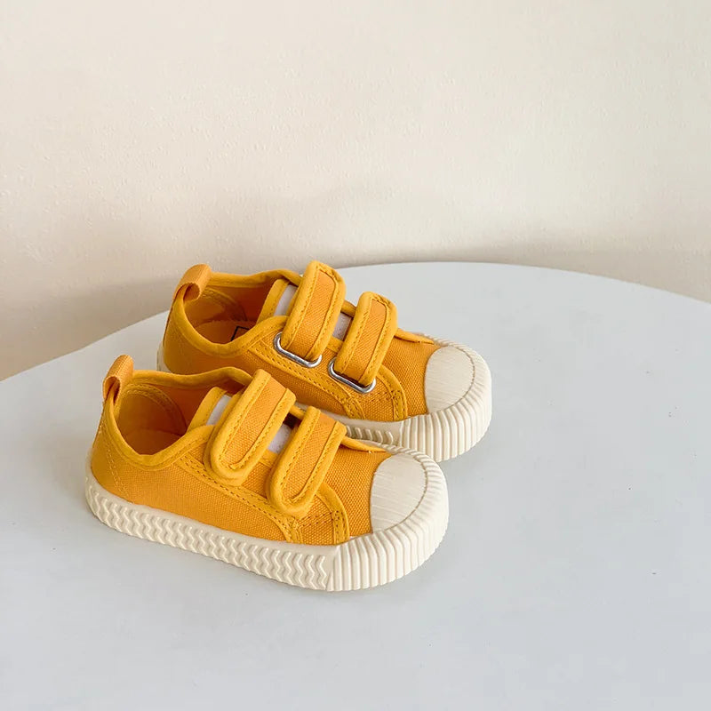 Children Canvas Shoes for Boys and Girls Spring  Autumn Hook and Loop Shoes Soft Bottom Breathable Toddler Baby Biscuit Shoes