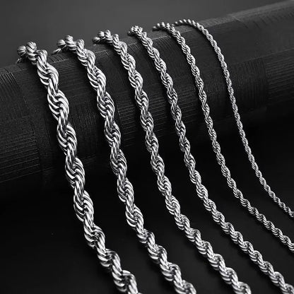 925 Sterling Silver 2/3/4MM 16-24 Inches Rope Chain Necklace For Men Women Fashion Punk Wedding Party Gifts Jewelry