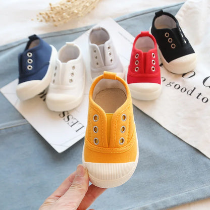 Boys Canvas Shoes Girls Lace-up Tennis Sports Shoes Toddler Red Yellow Casual Sneakers Children Footwear