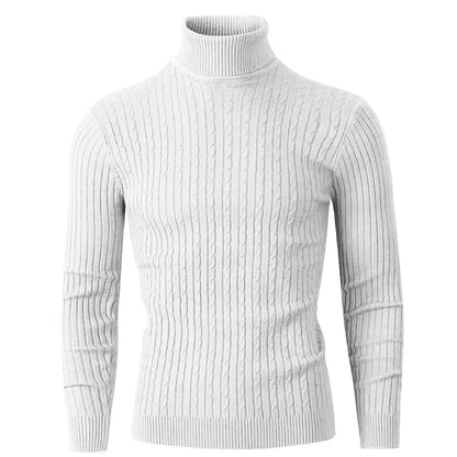 Autumn Men's Long Sleeve Knitted Sweater Winter Warm Turtleneck Pullovers Breathable Streetwear Solid Color Knitted Sweater Men