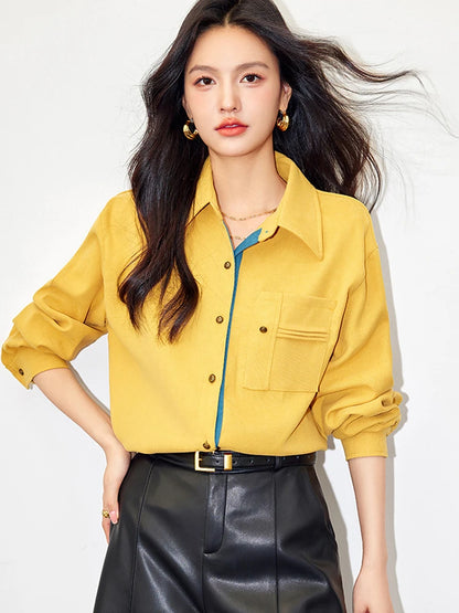 2024 New Spring and Autumn Fashionable Temperament Shirt Women's Casual Versatile Commuter Style Long Sleeved Shirt