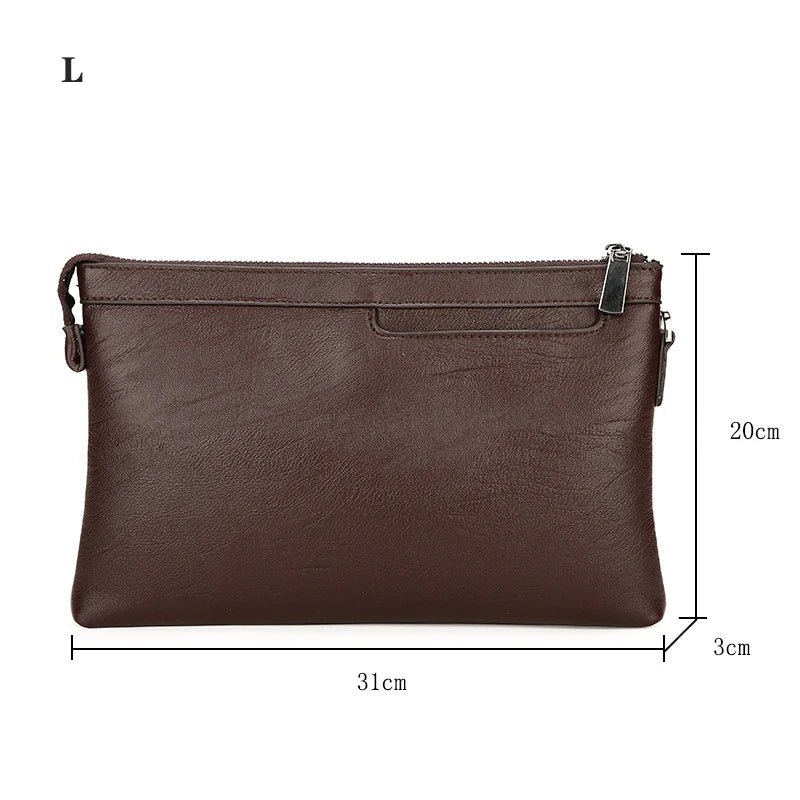 Fashion Brand Design Business Clutch Bag High Quality PU Leather Envelope Bags Casual Travel Men's Wallet Cell Phone Pocket