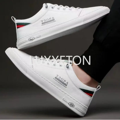 Men Leather Casual Shoes Summer New Fashion Men Lightweight Non Slip Luxury Casual Outdoor Breathable Running Sneakers