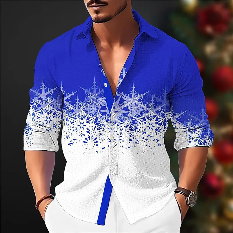 Christmas outfits: Santa Claus printed men’s long-sleeved shirts, men’s fashionable Christmas shirts, autumn and winter casual m