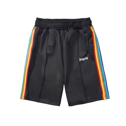 Casual Trendy Men's Straight-leg Shorts Breathable Sports Ink Print Colorful Edges Small Letter Print