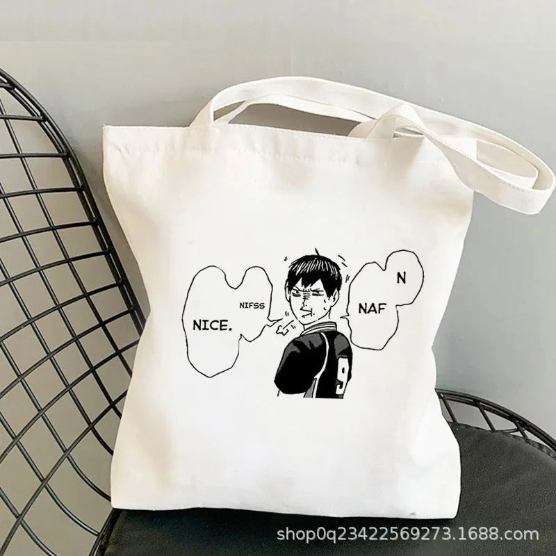 Anime Haikyuu Printed Canvas Bag Original Night One Shoulder Student Fashion Handbag in Stock