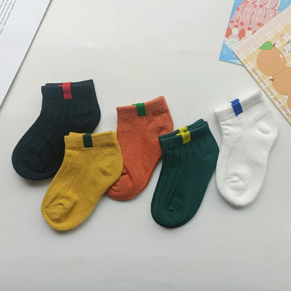 5 Pairs/Lot Children's Short Socks Boys and Girls Thin and High-quality Cotton Socks Breathable and Sweat Absorbing Baby Socks