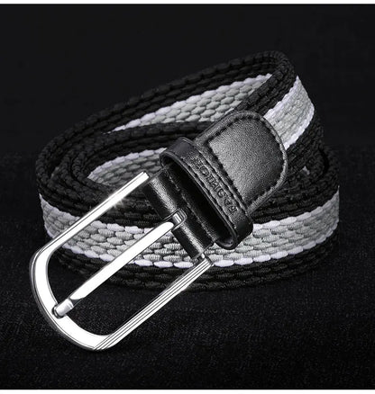 Men Women Stretch Belt For Unisex Knitted Braided Metal Pin Buckle Male Canvas Pants Jeans Elastic Belt