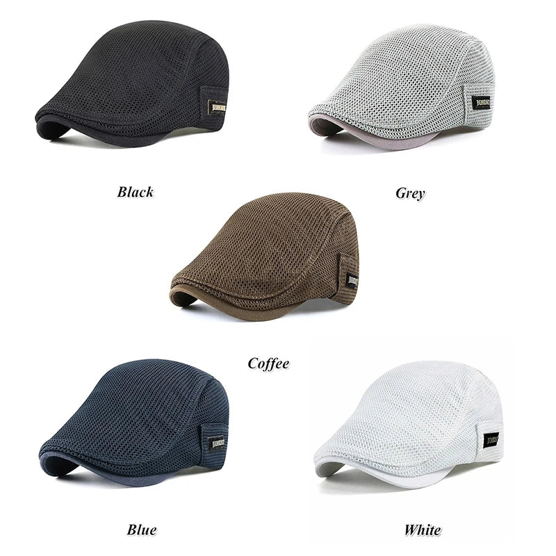 Mesh Breathable Beret Thin Section Sunscreen Sun Hat Cabbie Flat Cap Breathable Mesh Newsboy Beret Ivy Cap