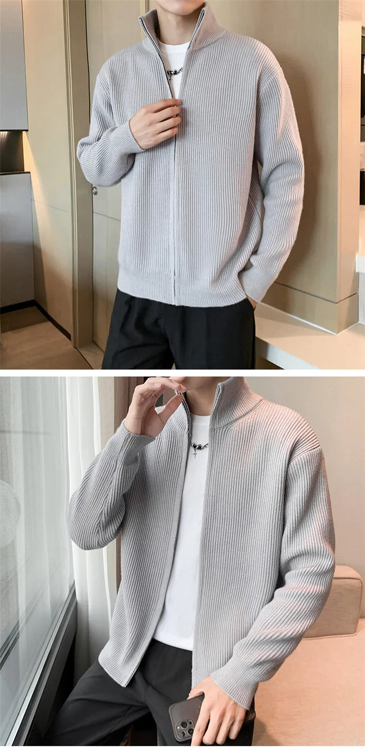 Autumn Turn Down Neck Cardigan Sweater Men Women Streetwear Loose Style Korean Knitwear Jacket Fashion Brand Mens Cardigan Z17