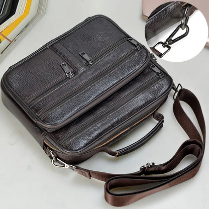 New Arrival Men Shoulder Bag Men's Genuine Leather Messenger Bag Boy Coffee Middle Size Handbags Tote Natural Skin Men Briefcase