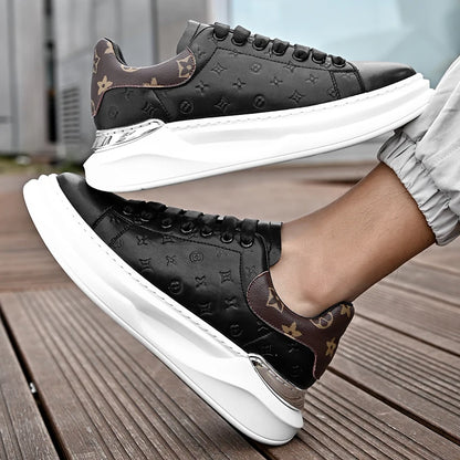 Men Casual board shoes White Sneakers Men Fashion Lace Up  Leather Casual Comfortable  Board Shoes Non-slip Board Shoe Men Shoes