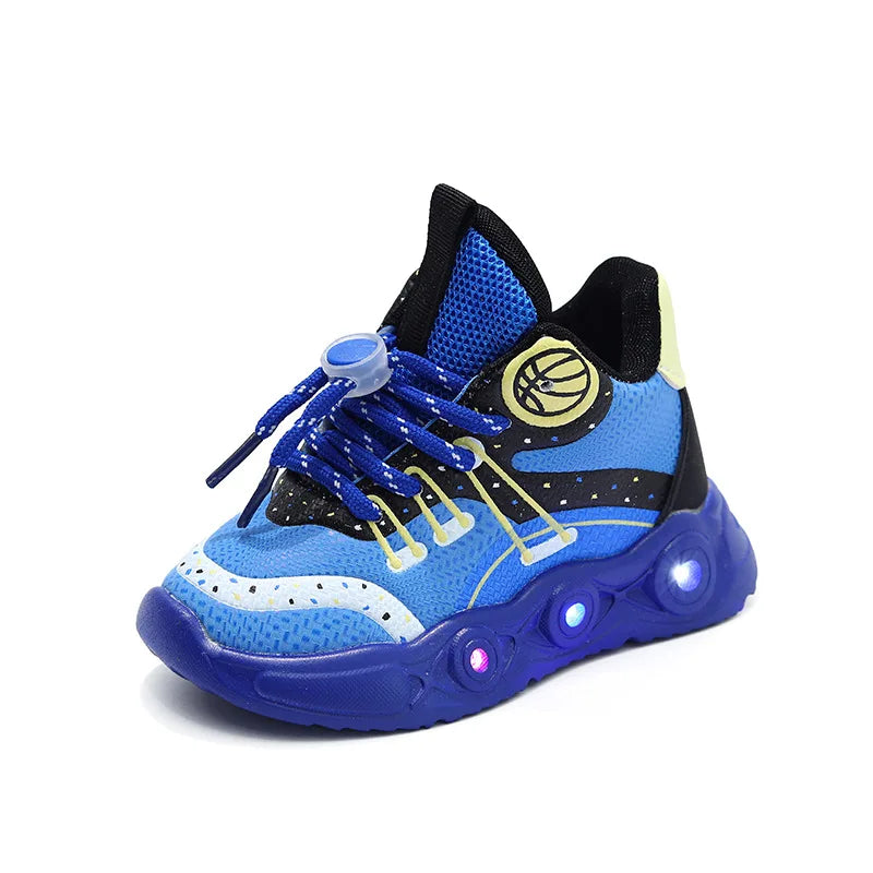 New LED Children's Basketball Shoes for Boys Girls Non-slip Breathable Kids Sneakers Outdoor Fashion Glowing Casual Shoes Tenis