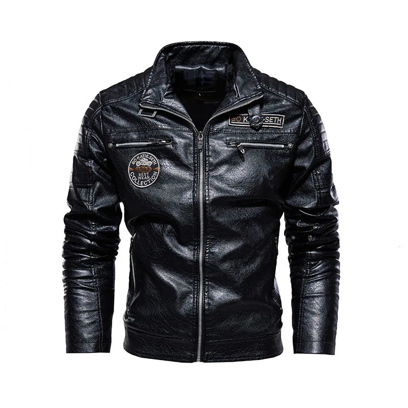 New Men's Autumn And Winter Men High Quality Fashion Coat PU Leather Jacket Motorcycle Style Casual Jackets Black Warm Overcoat