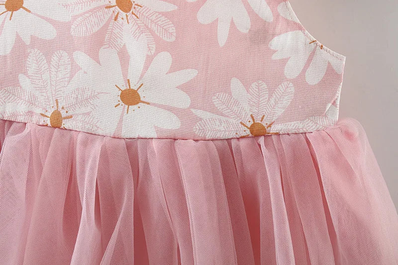 Girls Summer New Fragmented Flower Hanging Strap Mesh Skirt Children's Princess Skirt Holiday Beach Skirt Children's Clothing