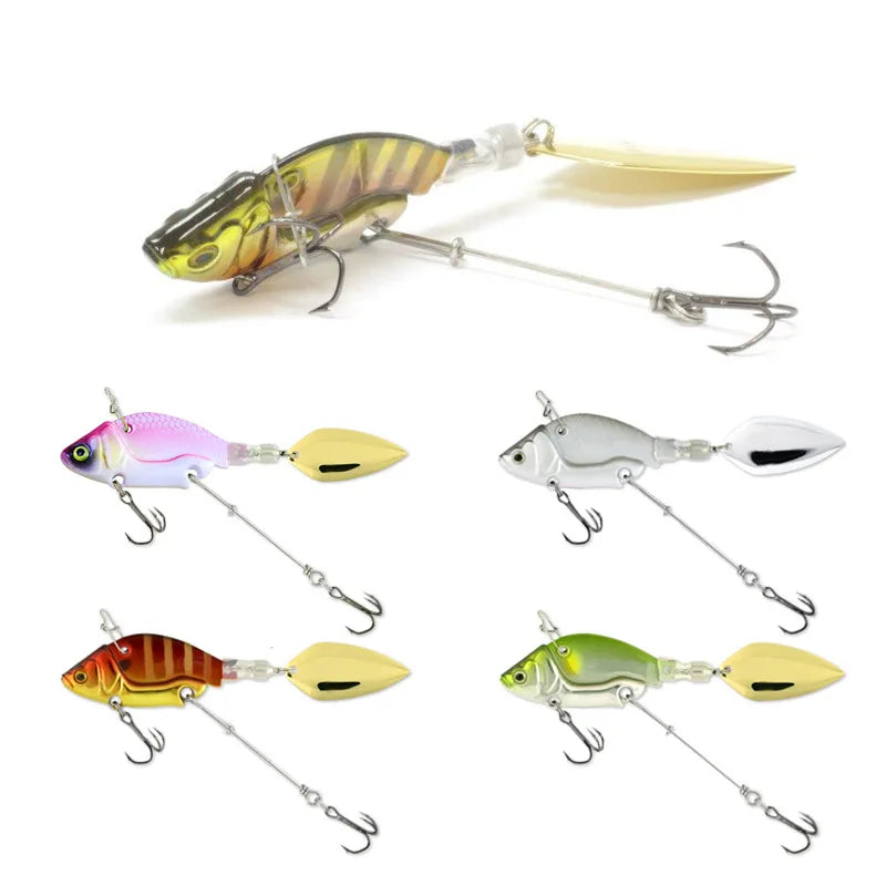 NEW Rotating Metal VIB vibration Bait Spinner Spoon Fishing Lures 13.6g 4.4cm Jigs Trout Winter Fishing Hard Baits Tackle Pesca