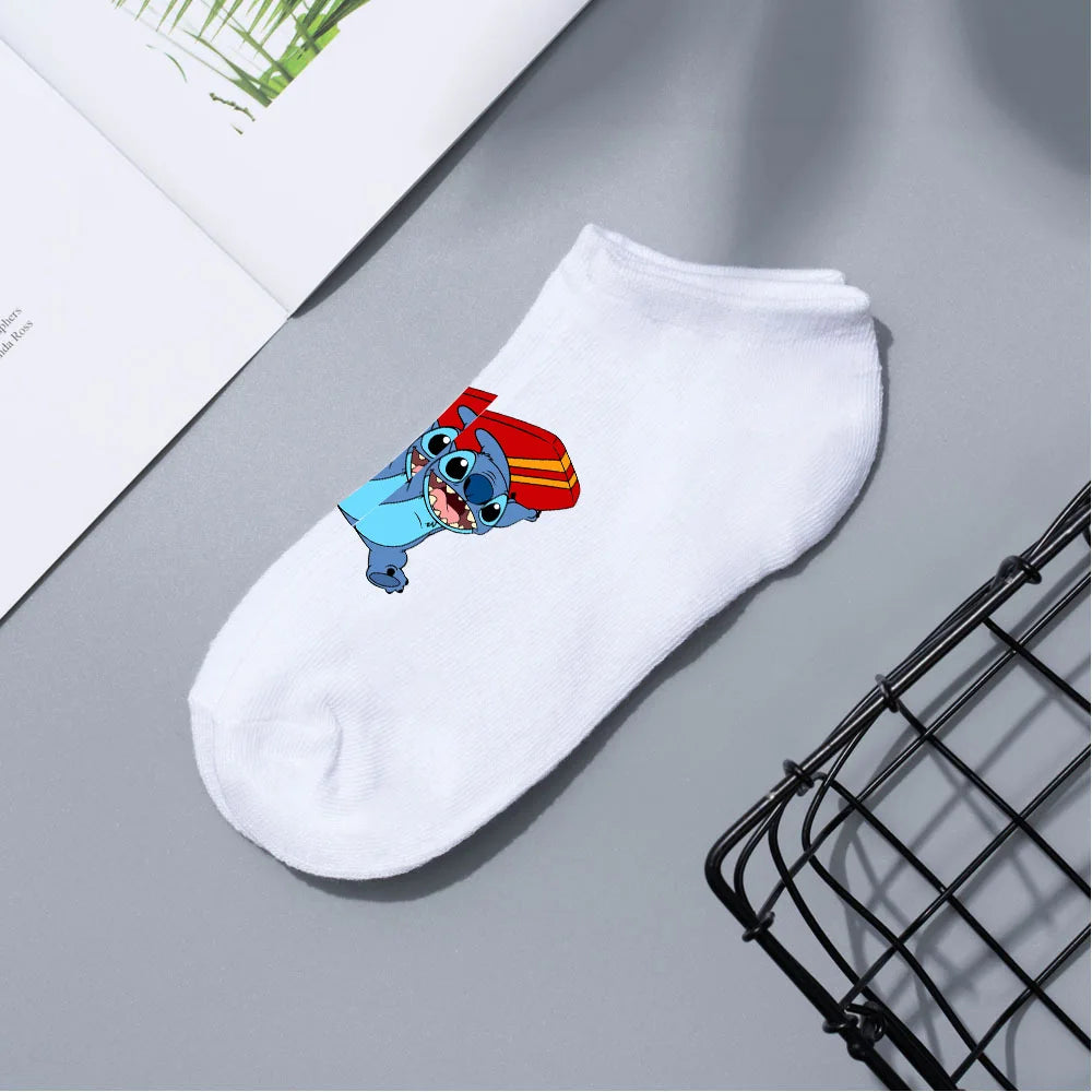 Anime Disney Lilo & Stitch Short Socks Cartoon Boat Socks Spring Summer Breathable Socks for Men and Women Cotton Ankle Socks