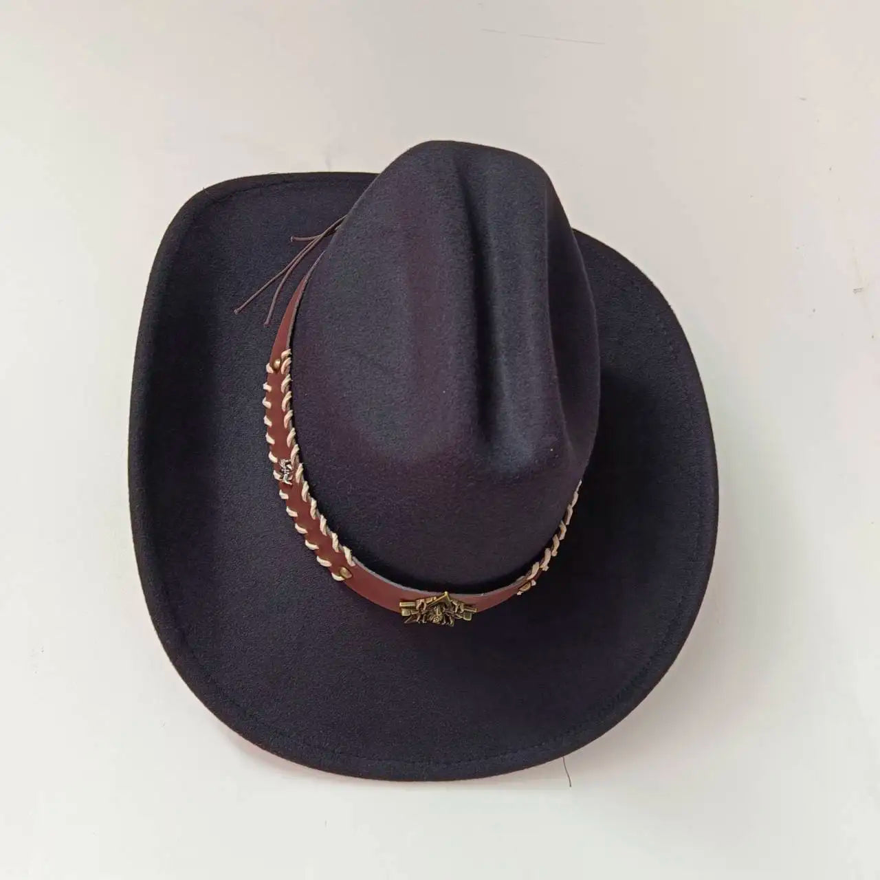 New 9CM Wide Brim Western Cowboy Hat For Men's Vintage Fascinator Cowgirl Jazz Hat Cloche Church Caps Sombrero Hombre